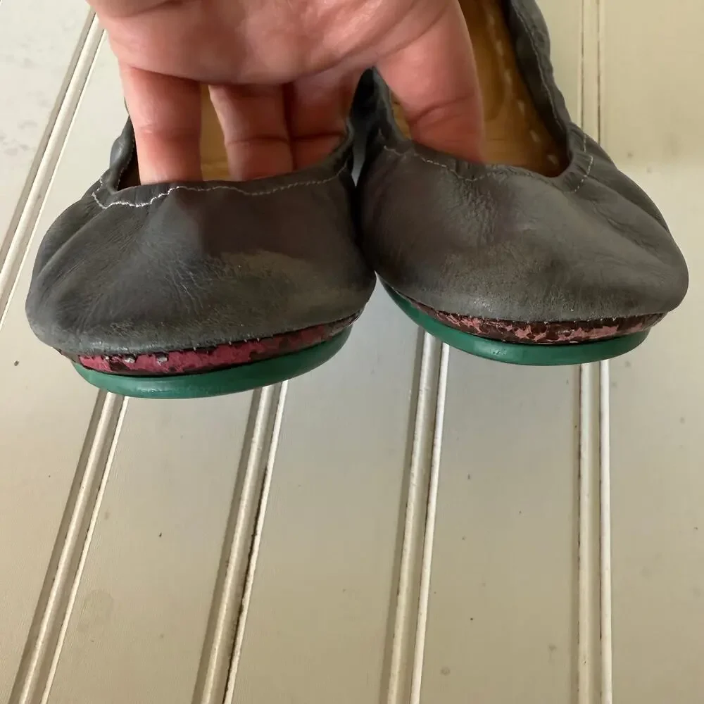 Tieks by Gavrieli Gray Leather Ballet Flats Women’s Size 7 Foldable Shoes